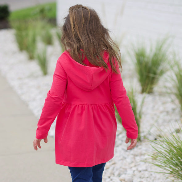 Hooded Cardigan - Pink + Bright Rainbow