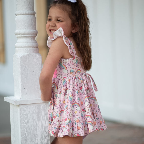 PREORDER - Rainbow Unicorn Ruffle Playset - Magical Summer Outfit for Girls