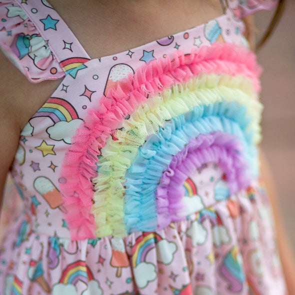 PREORDER - Rainbow Unicorn Ruffle Playset - Magical Summer Outfit for Girls