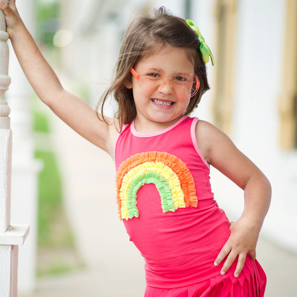 Racer Back Rainbow Tank - Pink