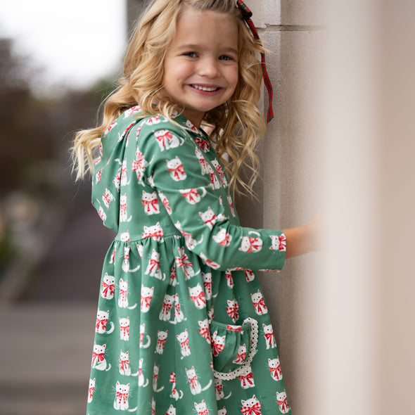 PREORDER - Zip-Up Hooded Cardigan - Christmas Kitties