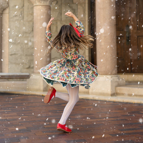 PREORDER - Double Layer Twirl Dress - Christmas Pine & Berries