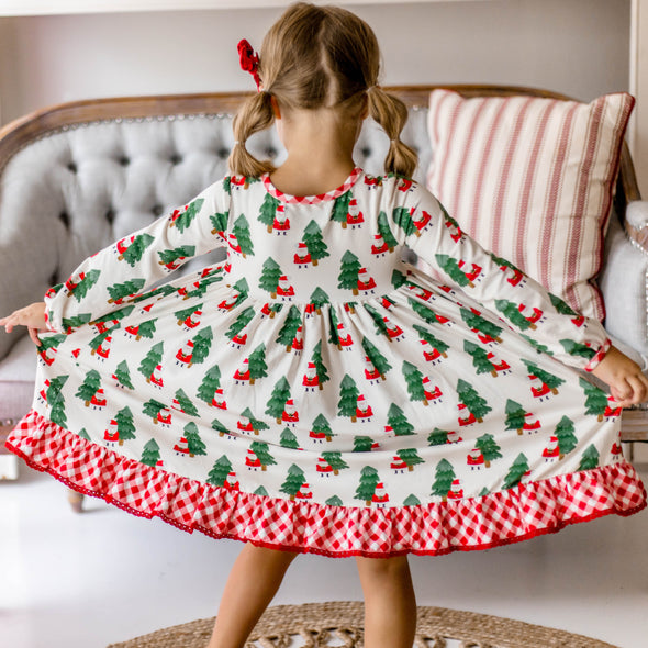 Girl's Lounge Gown - Santa & Trees