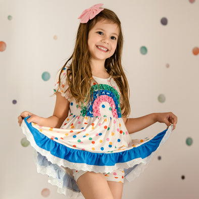 2-Piece Rainbow Lounge Set - Confetti Dots