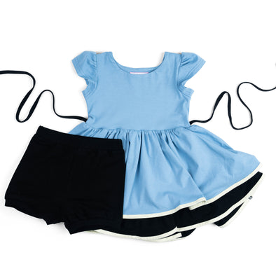 Basic Lucy Dress - French Blue + Black