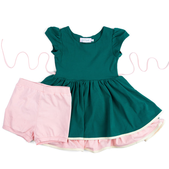 Basic Lucy Dress - Pine + Pink
