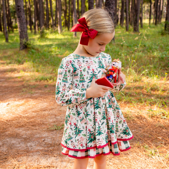 PREORDER - Double Layer Twirl Dress - Watercolor Nutcracker