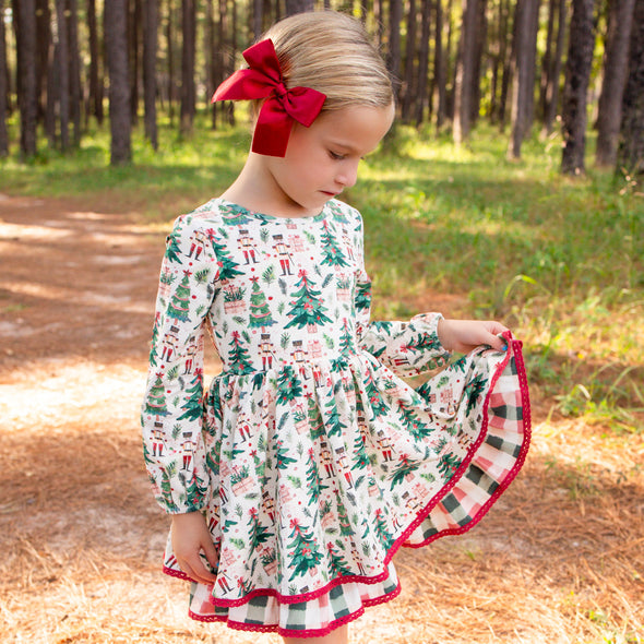 PREORDER - Double Layer Twirl Dress - Watercolor Nutcracker
