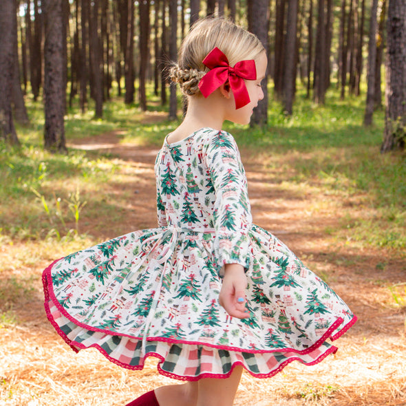 PREORDER - Double Layer Twirl Dress - Watercolor Nutcracker