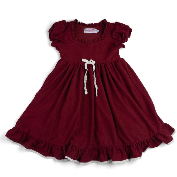 Girl's Dotted Cranberry Lounge Gown
