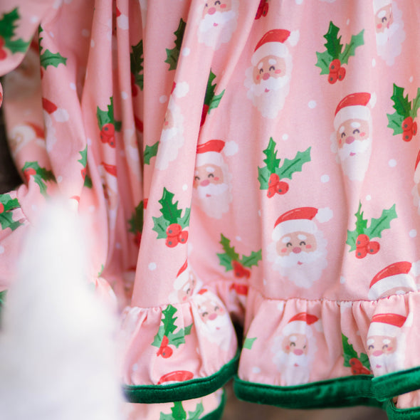 Market Dress - Santa on Pink