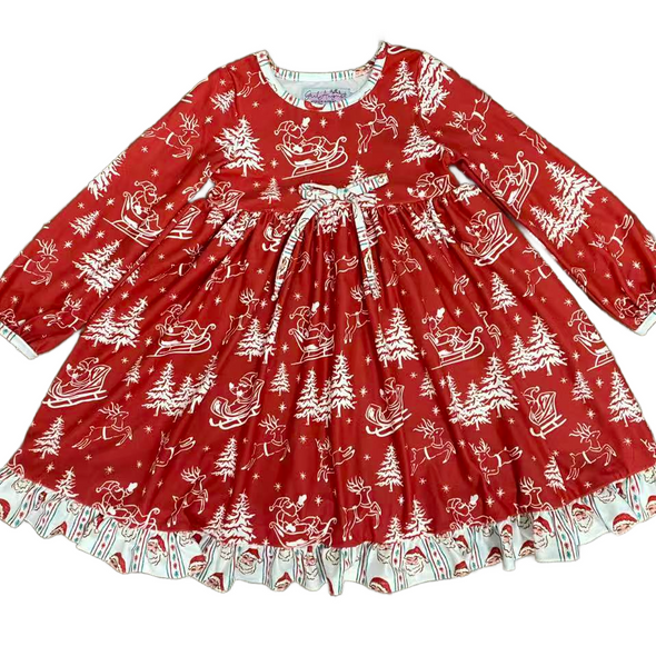 PREORDER - Girl's Lounge Gown - Red Sleigh
